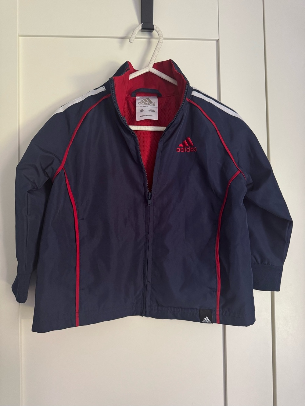 Adidas Toddler Boys Track Jacket Windbreaker Navy Red White 18M